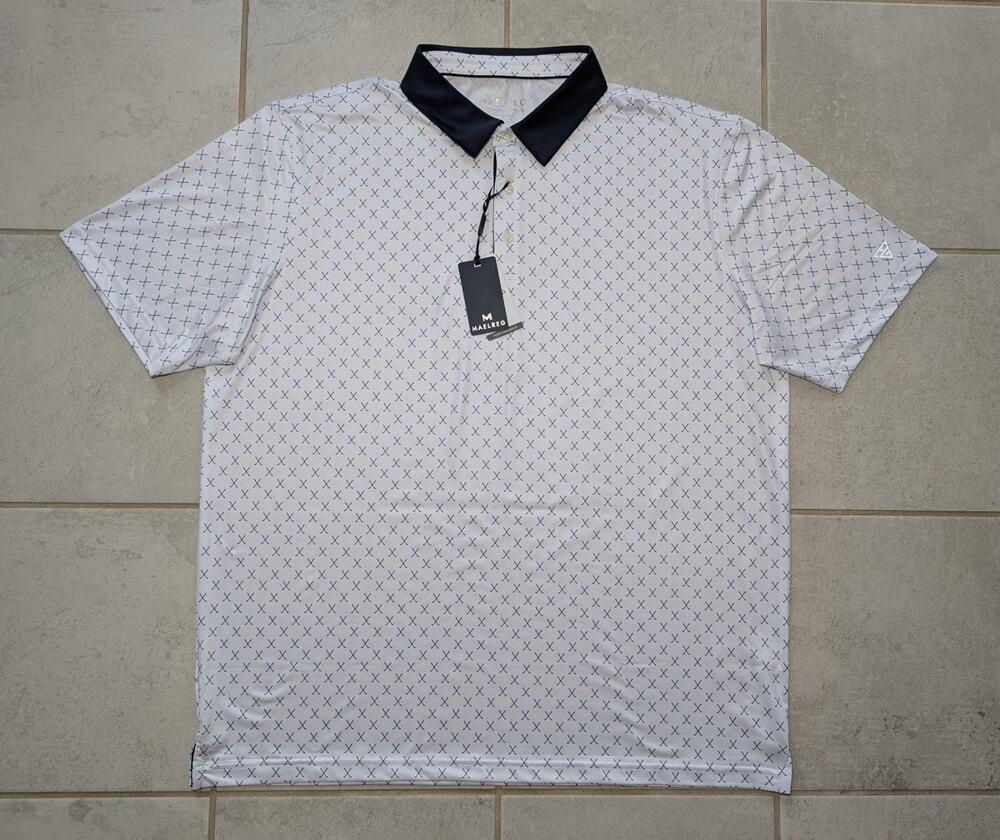 Maelreg Men's XXL Performance Polo Golf Shirt All Over Print Cross Clubs NEW
